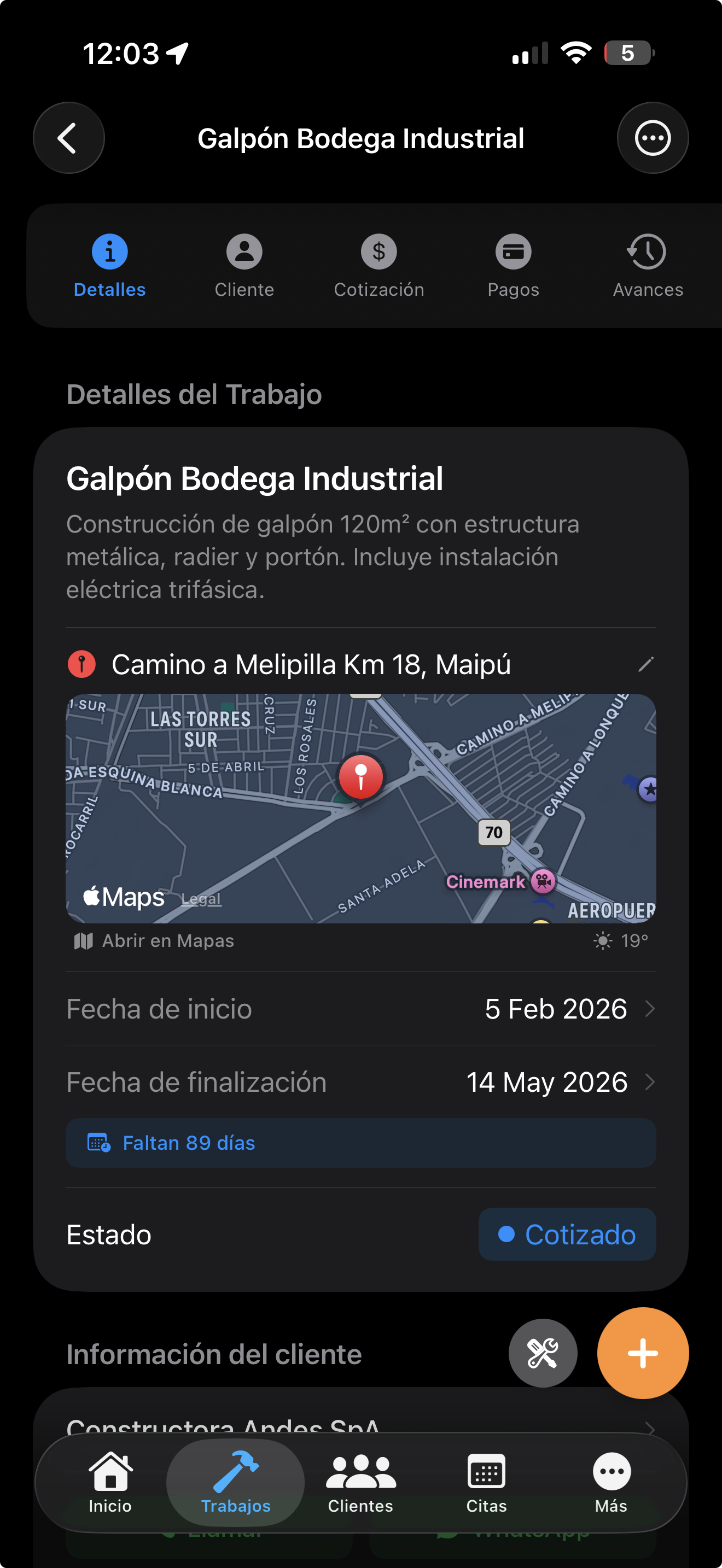 Detalle del proyecto en Obrahub